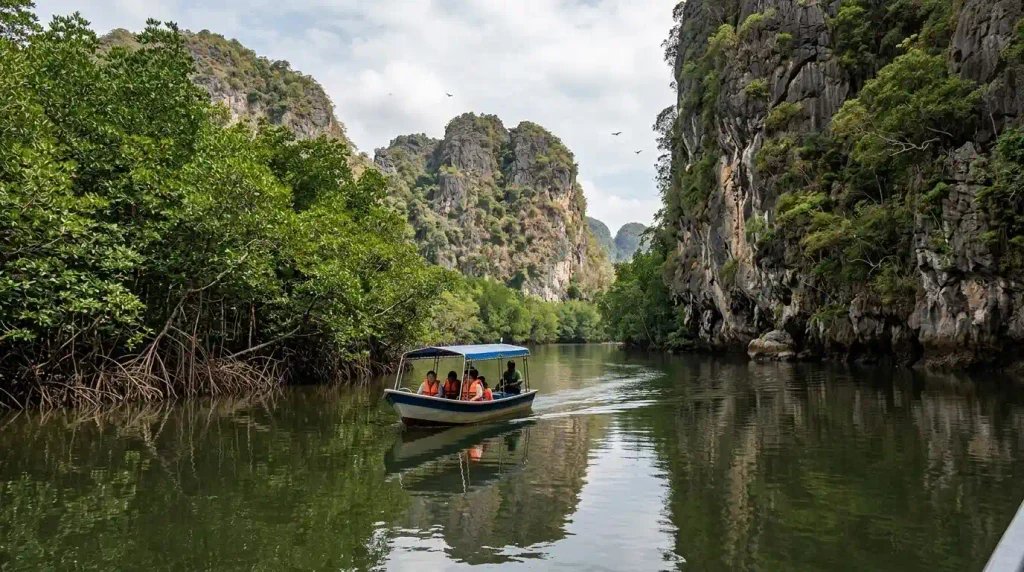 Mangrove boat in Kilim Geopark on Langkawi