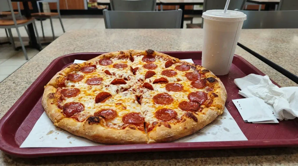 Whole pepperoni pizza and soda from Costco food court menu