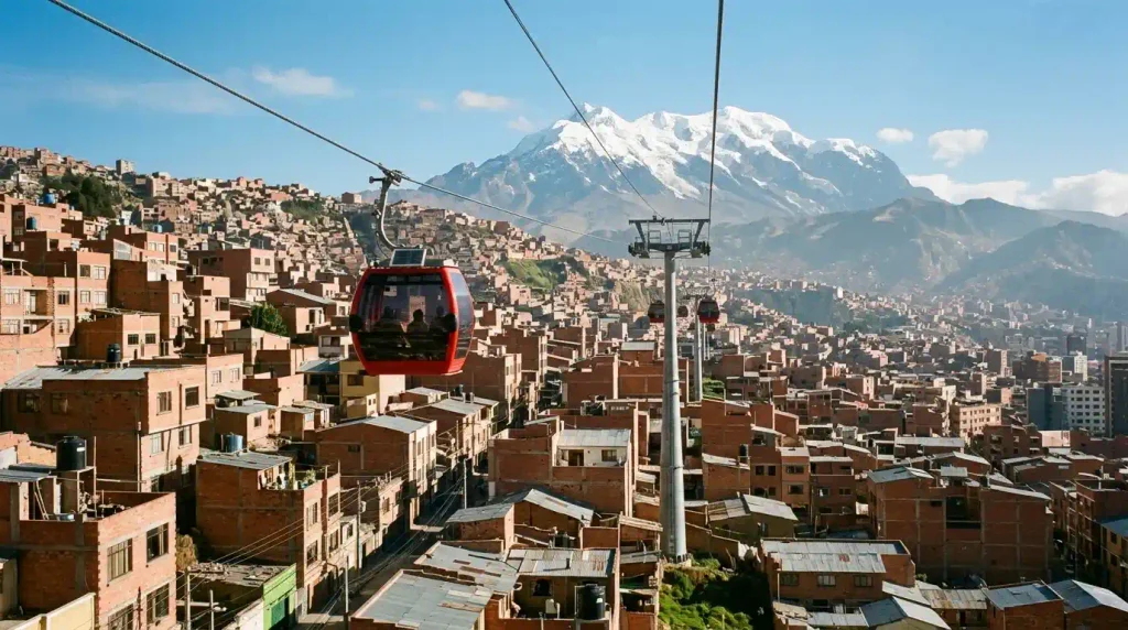 Mi Teleférico cable car above La Paz