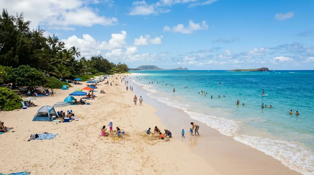 Family friendly Kailua Beach Park on Oahu windward shore