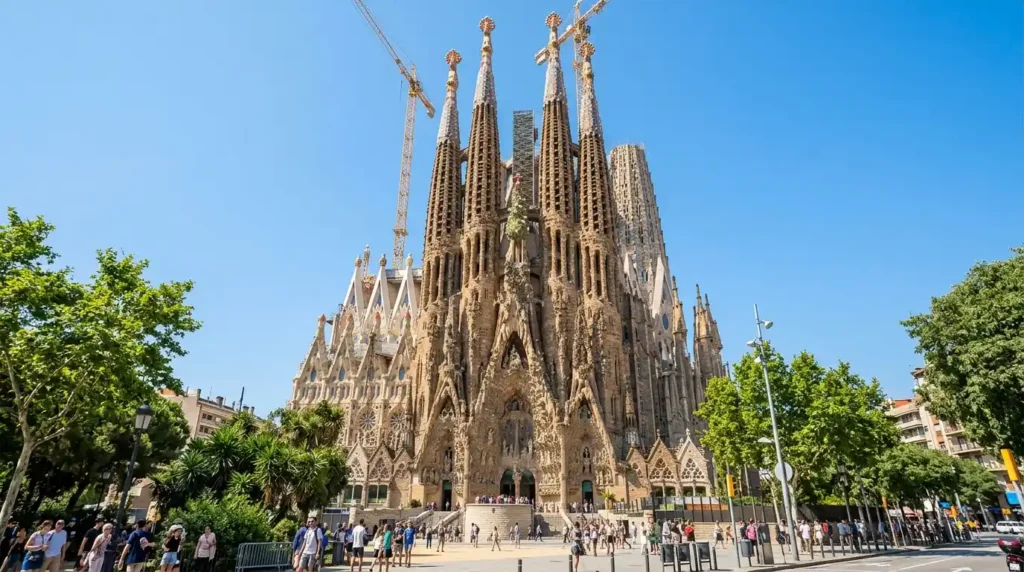 Sagrada Familia exterior as the main stop on a tour of Barcelona